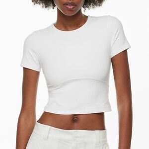 Aritzia TNA Butter Bound T-Shirt - White cropped short sleeve athletic tee